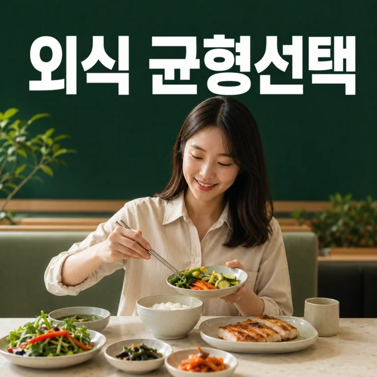 외식 균형선택 주제를 보여 주는 한국 생활 장면