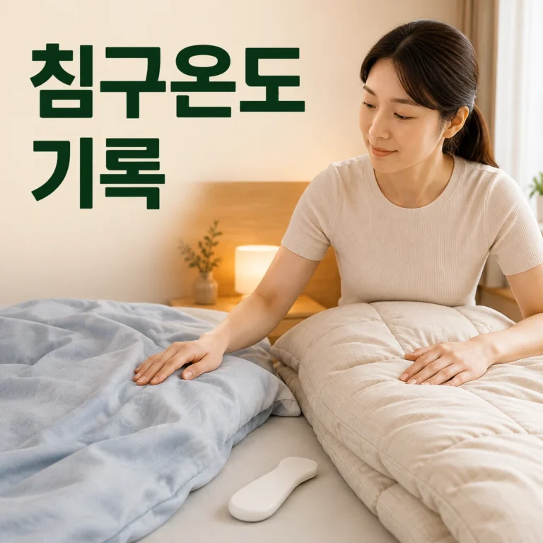 침구 조합과 잠자리 체감 온도를 기록하는 사람