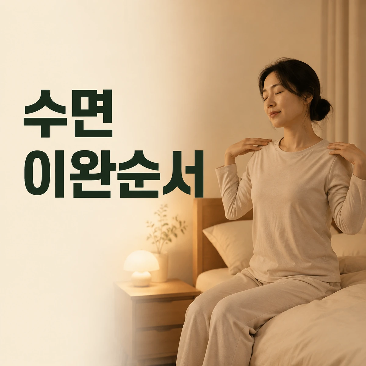 잠들기 전 침대에서 손과 어깨의 긴장을 알아차리는 사람