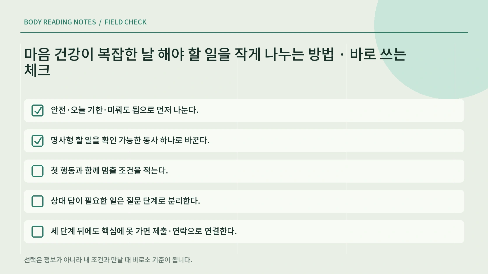 일을 줄이거나 사람에게 넘길 기준 체크리스트