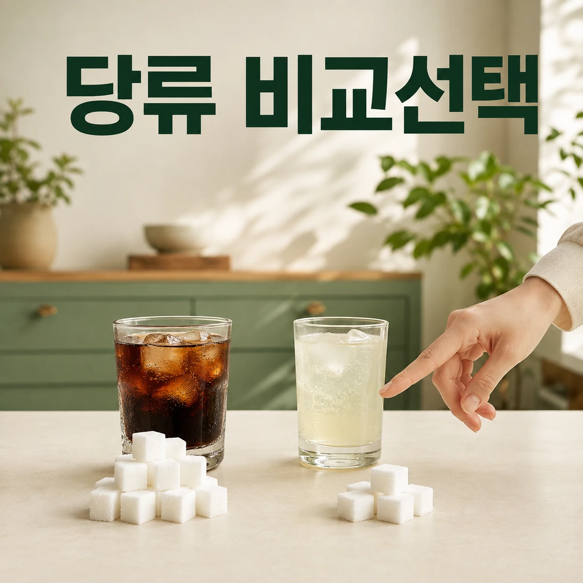 당류 비교선택 주제를 보여 주는 한국 생활 장면