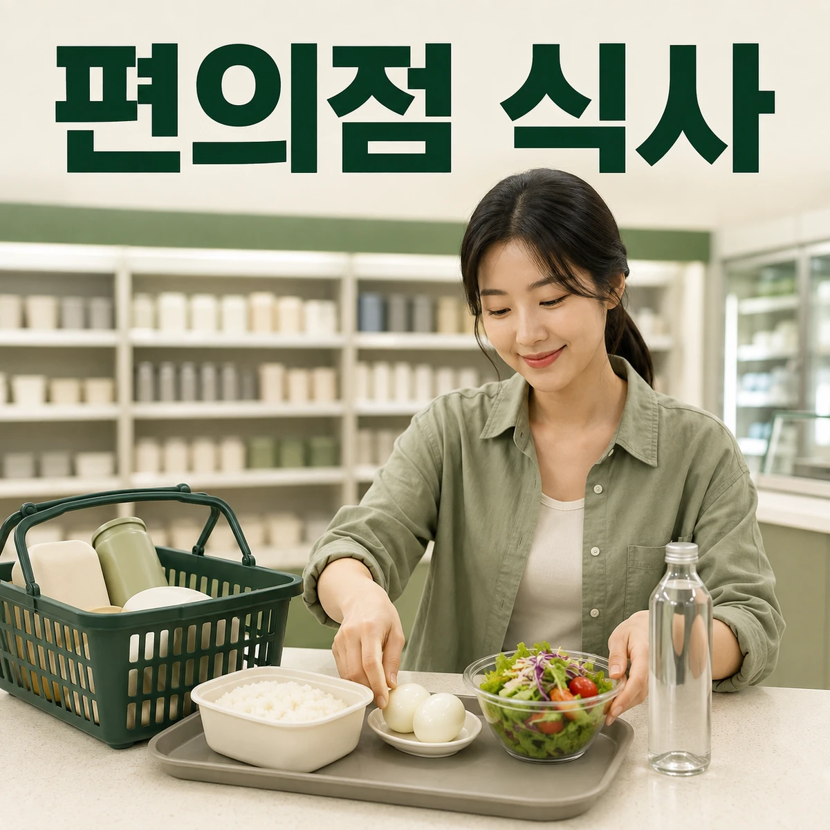 편의점 식사 주제를 보여 주는 한국 생활 장면
