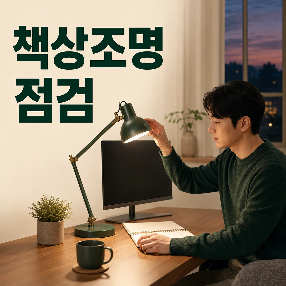 책상조명 점검 생활 장면