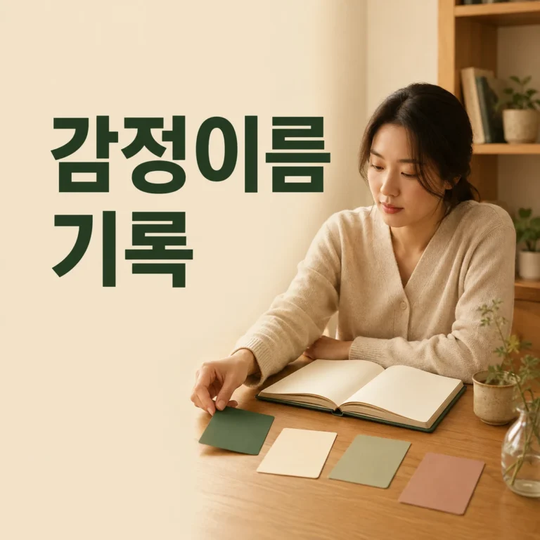 여러 감정 단어 카드 중 현재와 가까운 표현을 고르는 사람