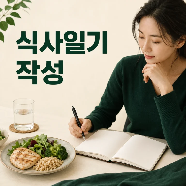 음식 사진 옆 생활 상황을 적는 식사 일기