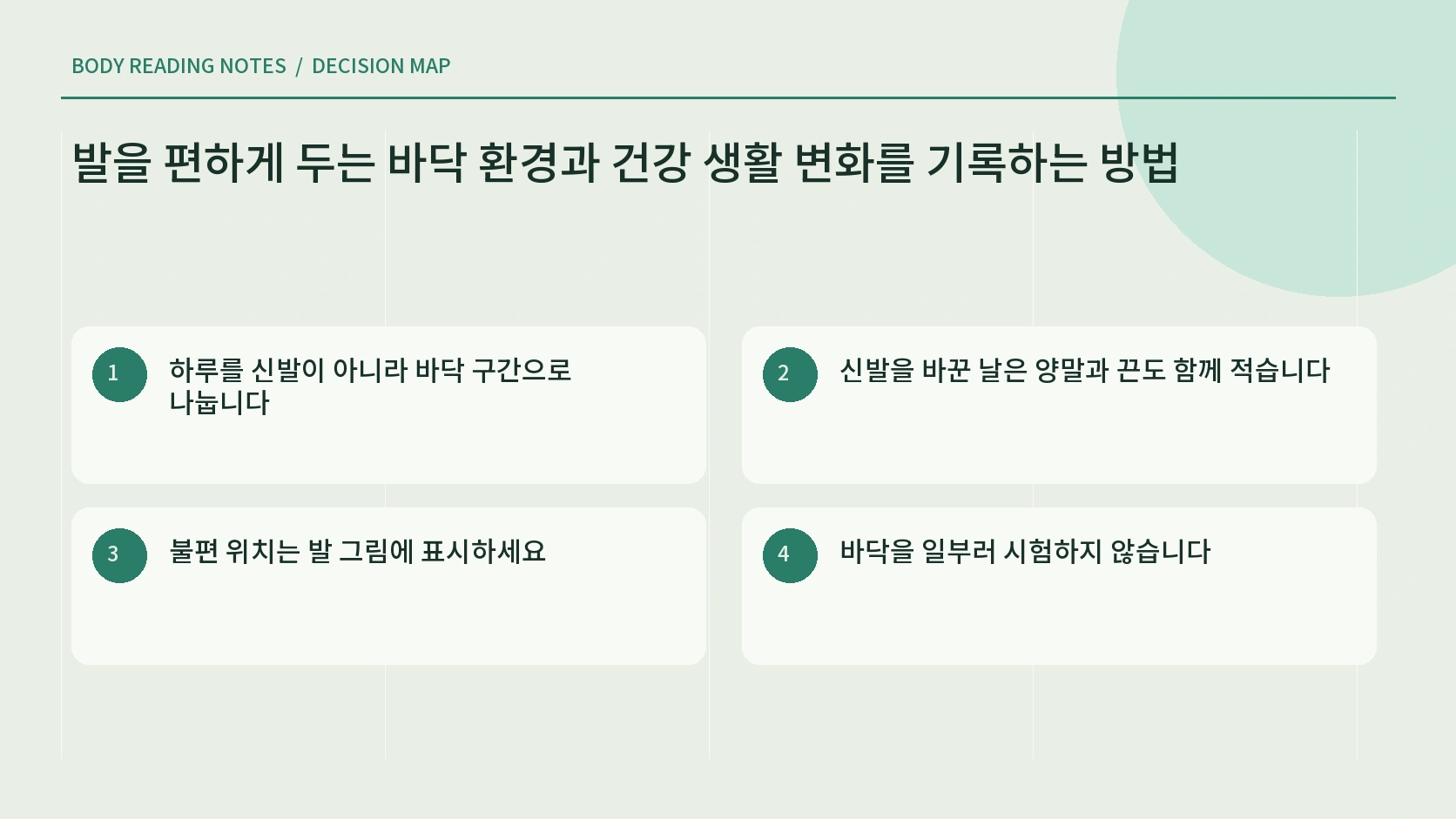 신발 발 상태 기록 점검표