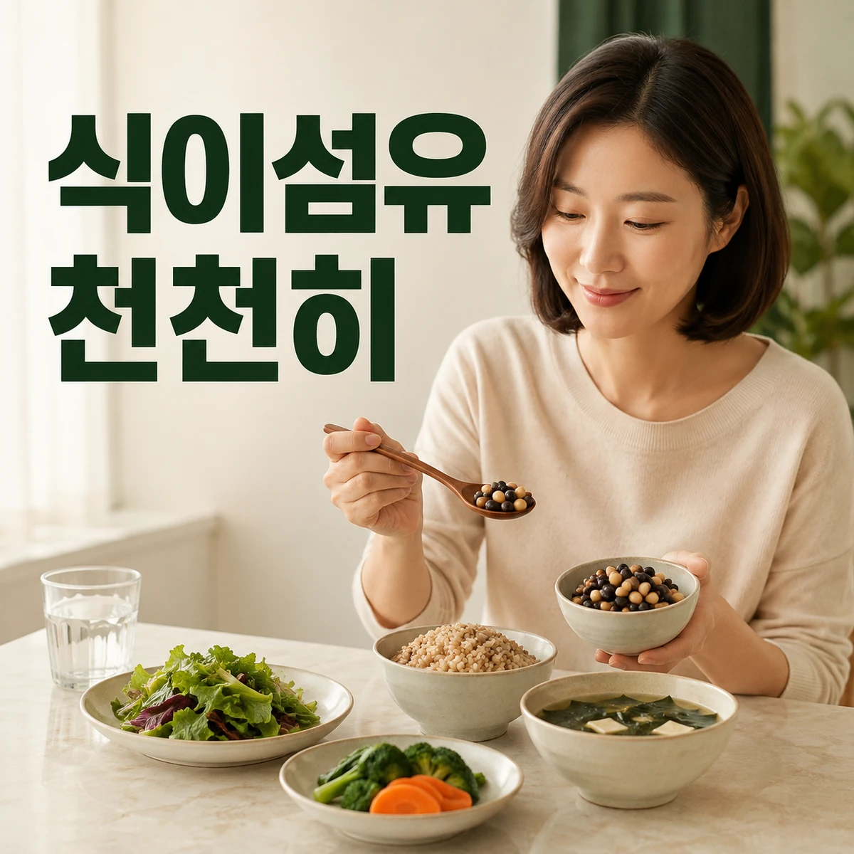 작은 양의 콩 채소 통곡물을 단계적으로 더한 식탁
