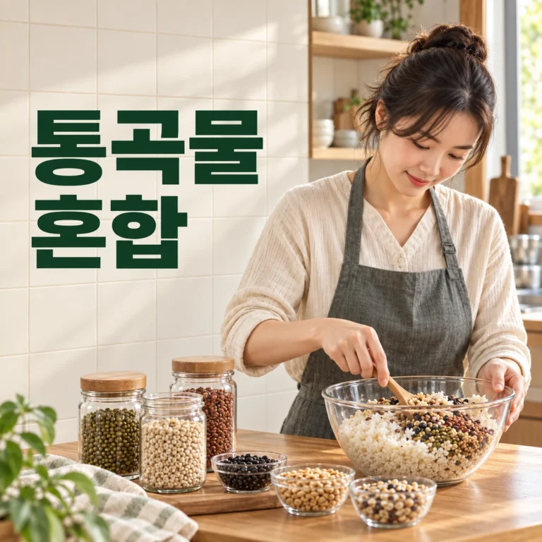 흰쌀과 통곡물을 소량씩 섞어 밥을 준비하는 한국인