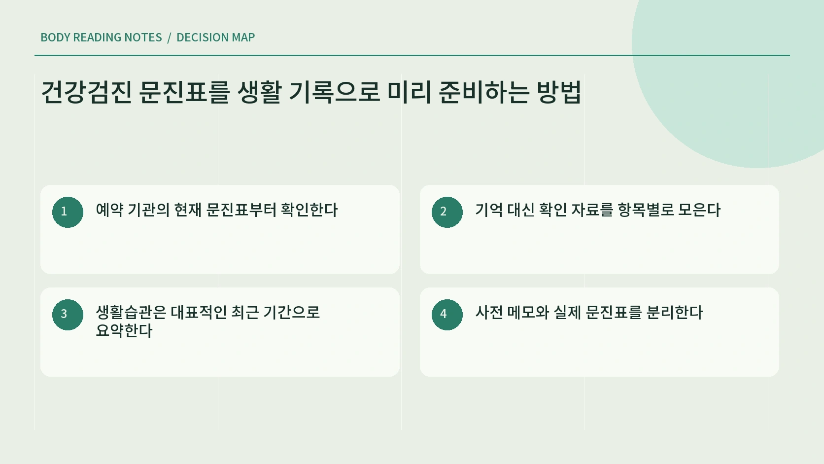 검진 문진 정보를 출처별로 확인하는 안내