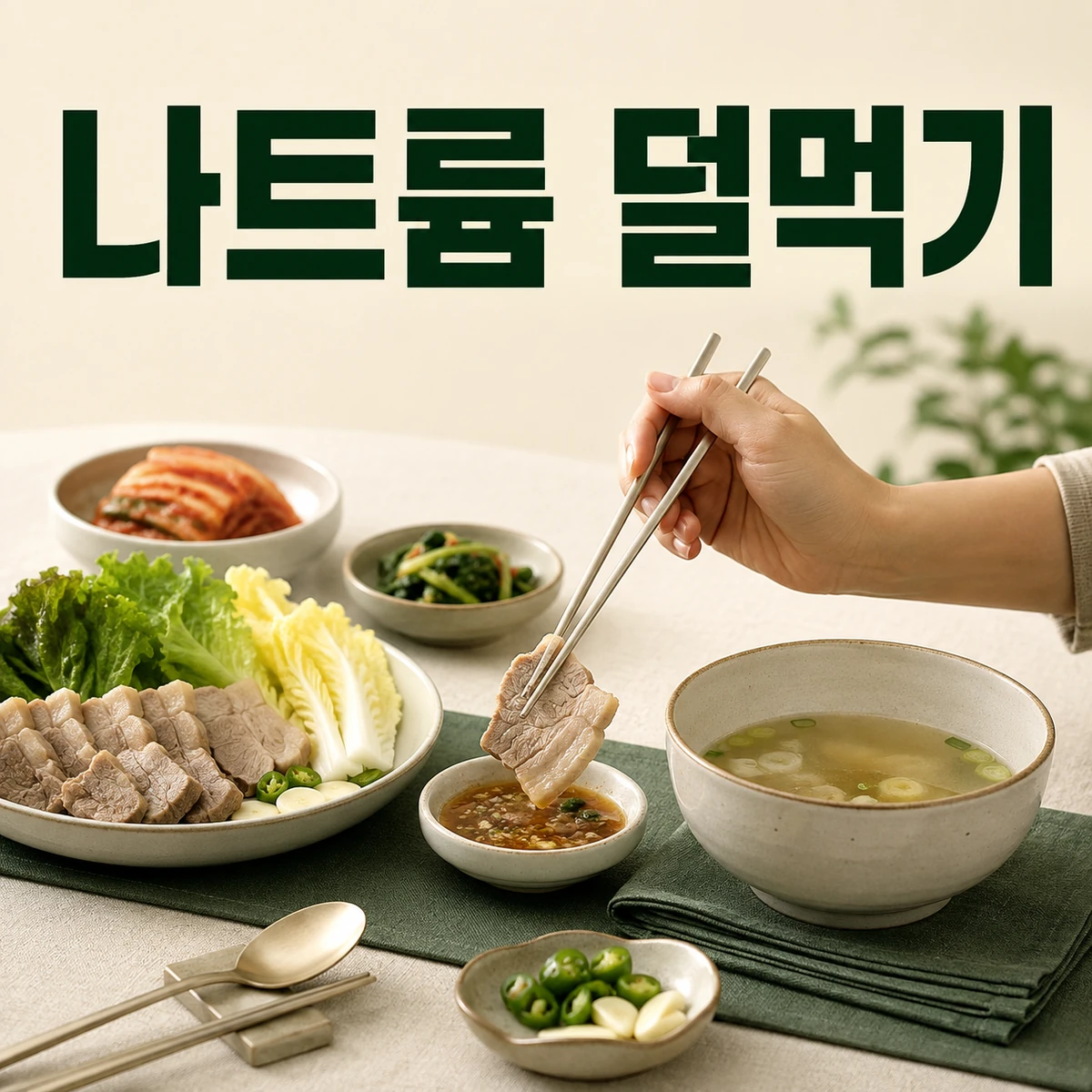 나트륨 덜먹기 주제를 보여 주는 한국 생활 장면