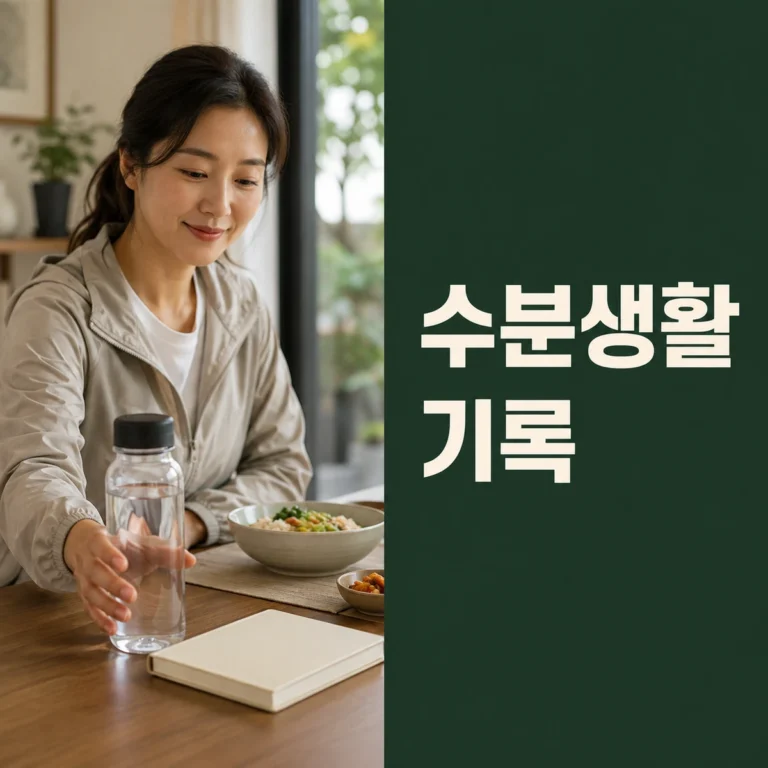 식사와 활동 시각 옆에 물을 마신 때를 기록하는 사람