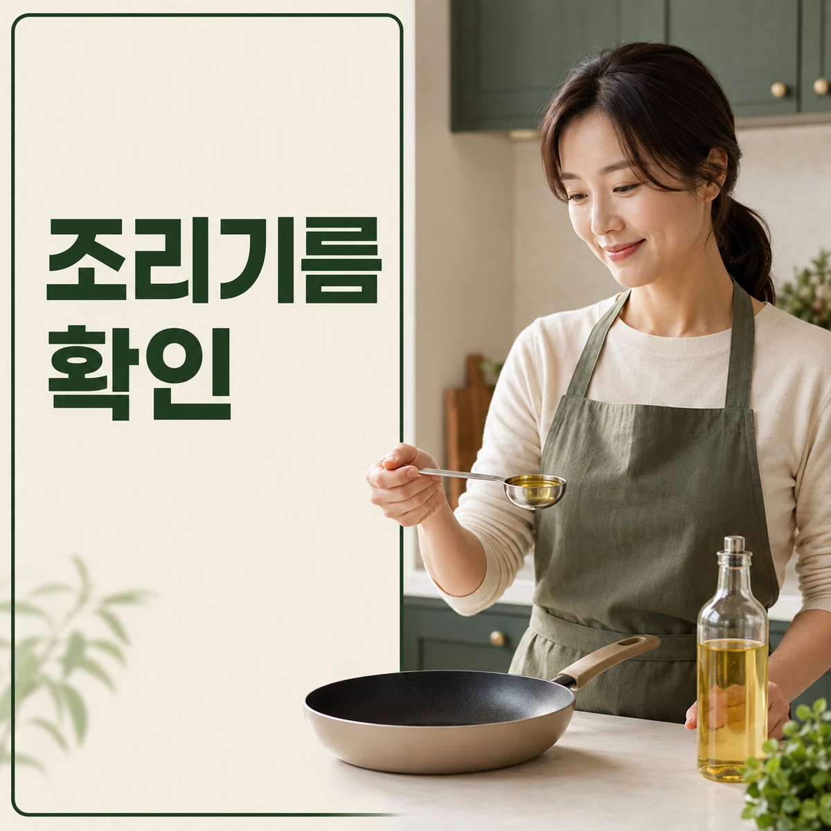 팬 옆 계량 숟가락과 조리 기록
