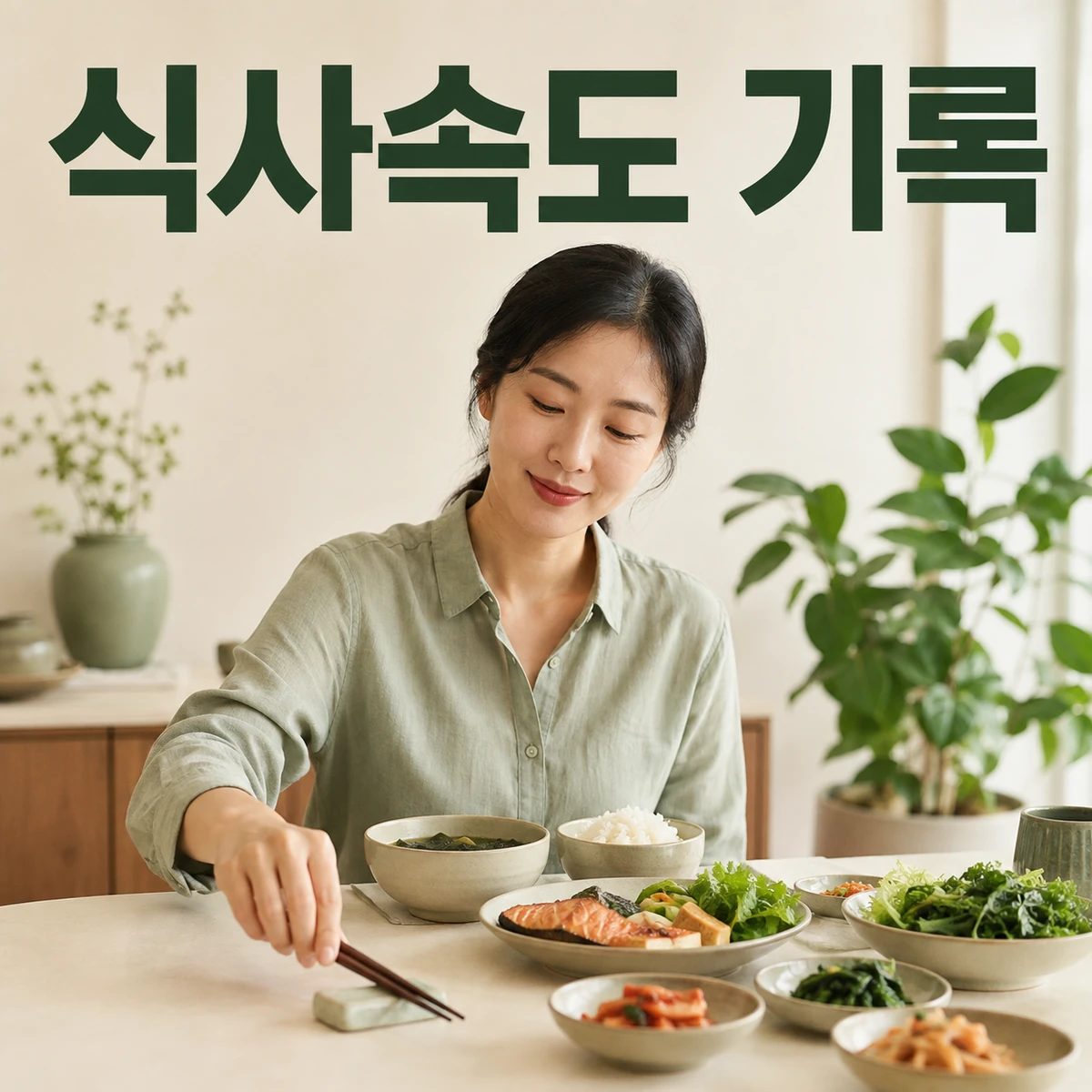 식사속도 기록 주제를 보여 주는 한국 생활 장면