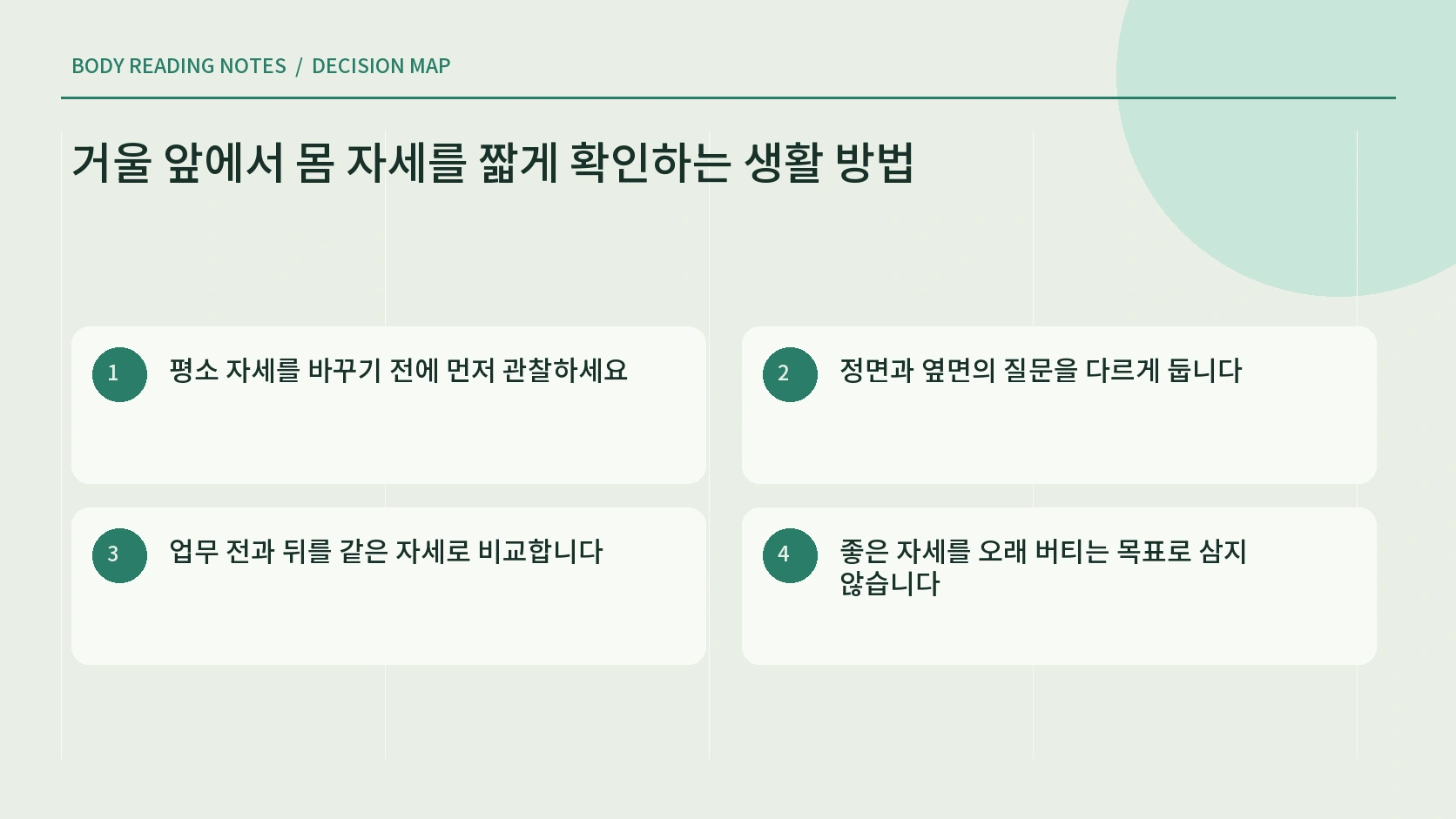 몸 자세 확인 점검표