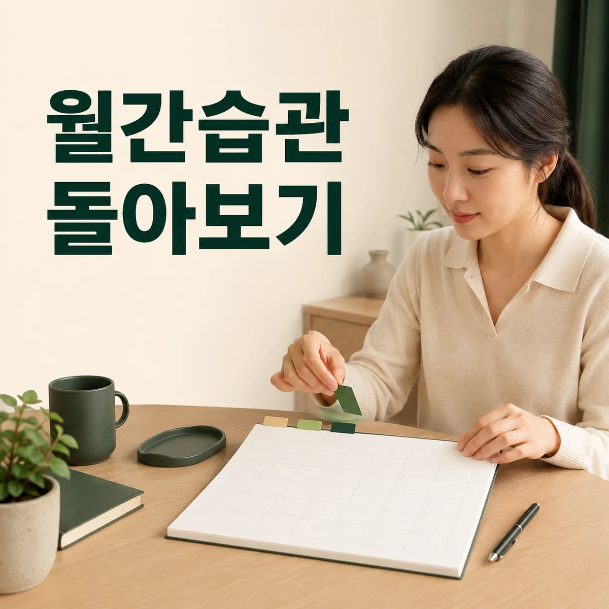 월간 생활습관 달력에서 다음 행동 하나를 고르는 모습