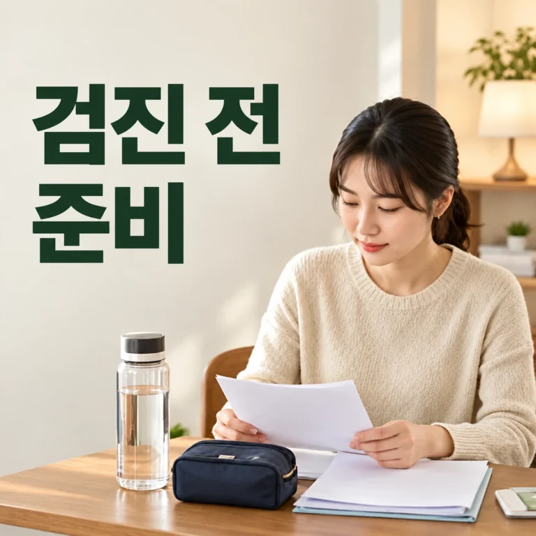 한국인 성인이 검진 서류와 준비물을 가방에 정리한다