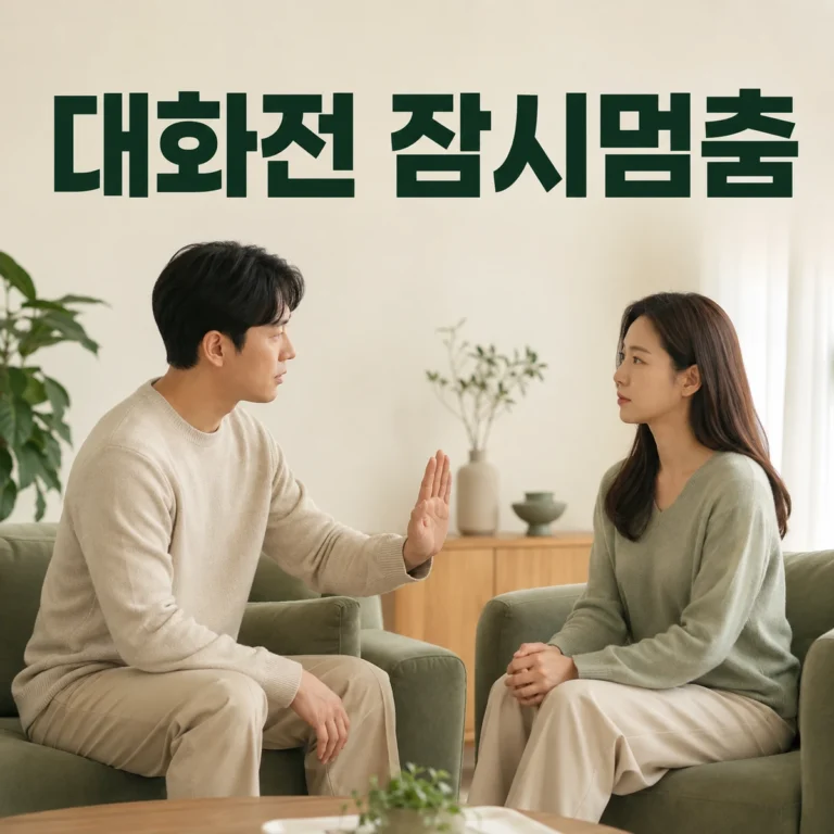 감정적인 대화 중 잠시 쉬기로 합의하는 두 사람