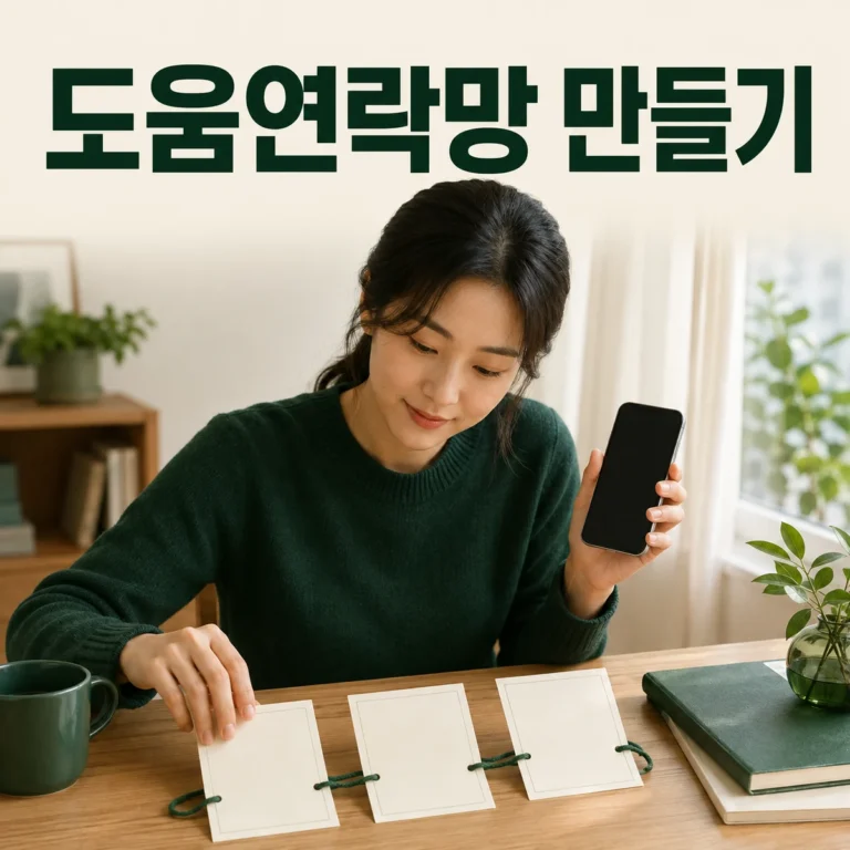 도움을 요청할 사람과 연락 문장을 노트에 정리하는 모습