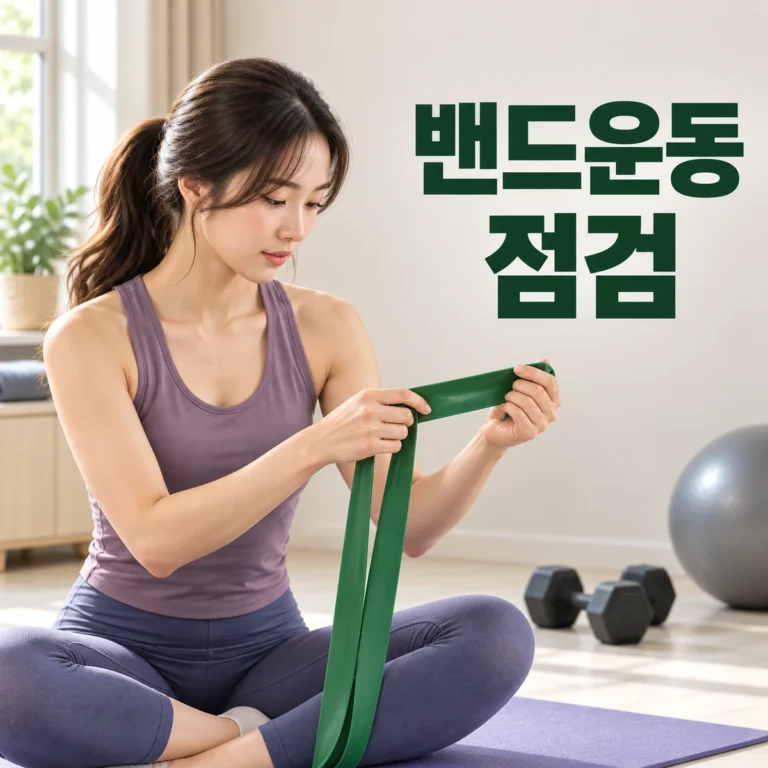 운동 전 저항 밴드의 마모와 고정점을 살피는 한국인