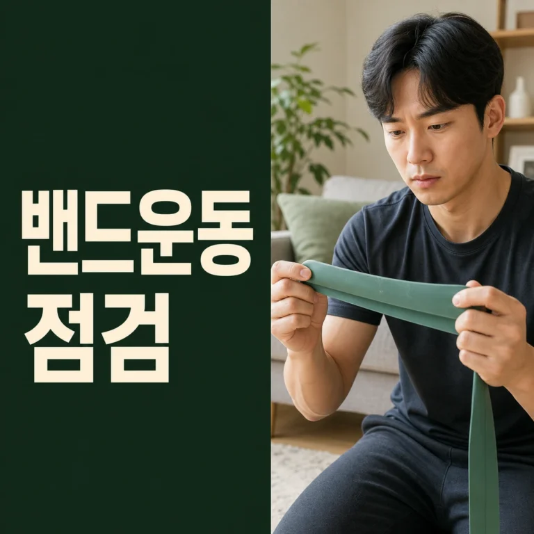운동 전 저항 밴드의 표면과 고정점을 가까이 확인하는 사람