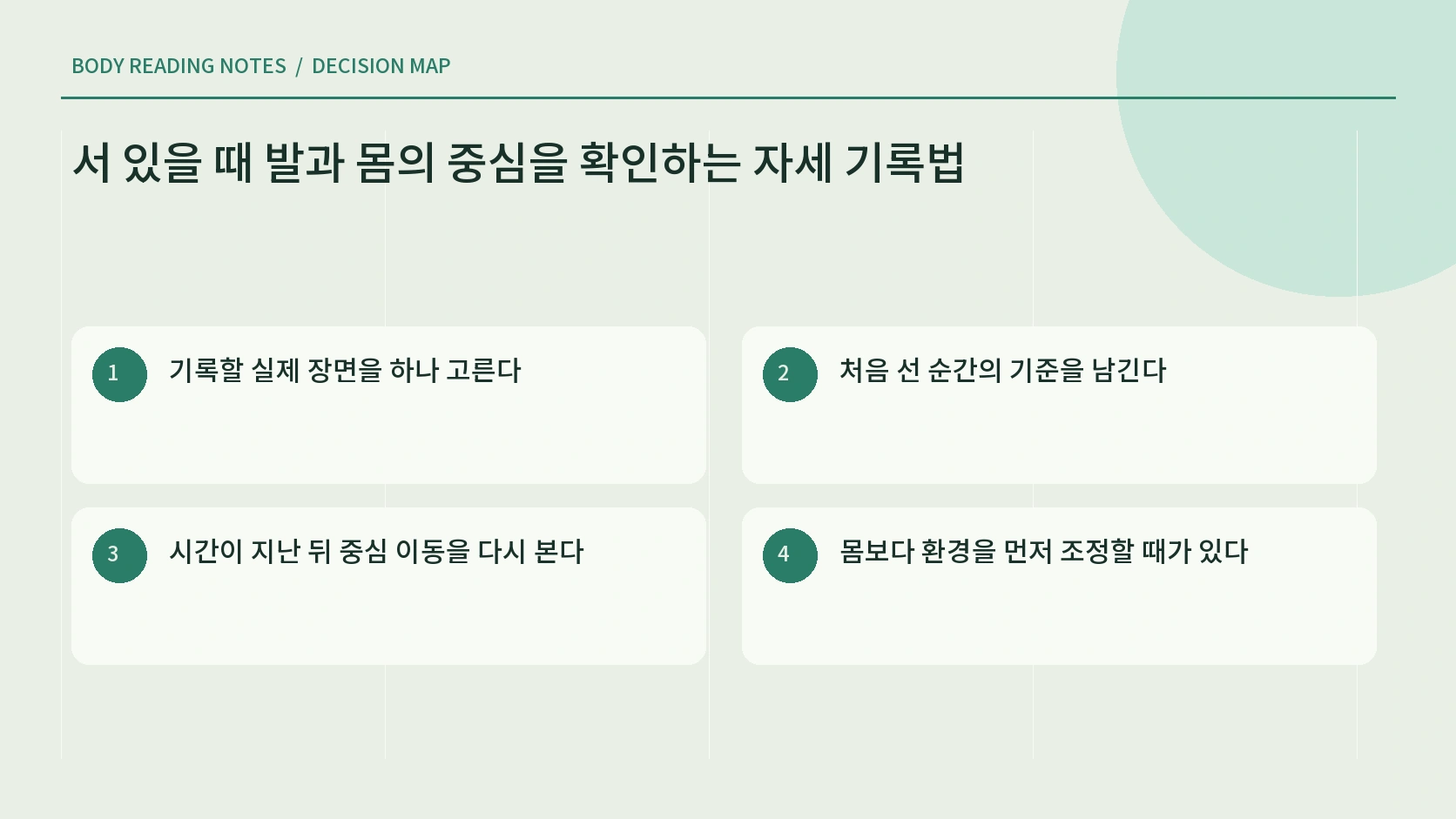 서 있는 동안 발바닥 압력과 몸 중심 변화를 기록하는 안내
