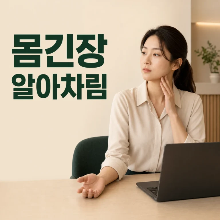 스트레스 상황 뒤 의자에 지지된 몸과 손의 긴장을 살피는 사람