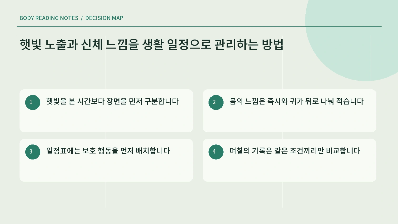 햇빛 생활 기록 요소 안내