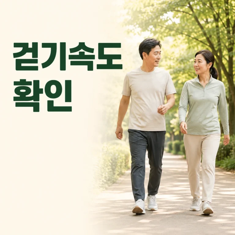 공원에서 서로 대화하며 걷기 속도와 호흡을 확인하는 두 사람