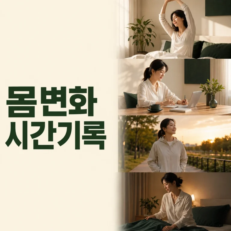 아침 낮 저녁 밤의 몸 상태를 나눈 기록표