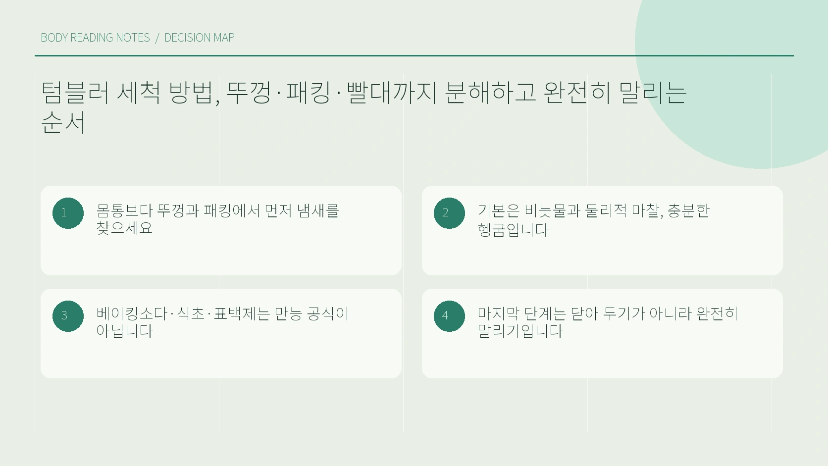 텀블러 부품별 세척 도구와 확인 부위