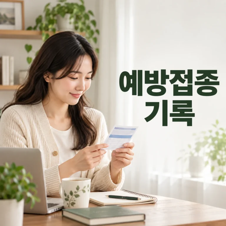 한국인 성인이 방문 전 예방접종 기록을 차분히 확인한다