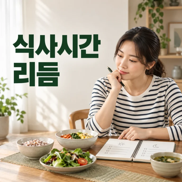 식탁에서 한국인 성인이 평일과 휴일 식사 리듬을 노트로 비교한다